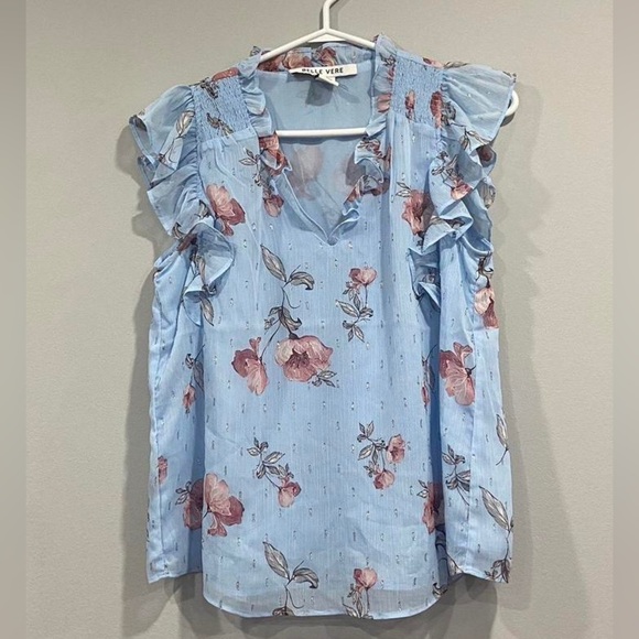 Baby blue floral blouse - Picture 4 of 5